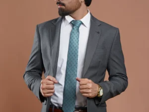 Grey Self Tailored Fit Two Piece Suit (SF-055)